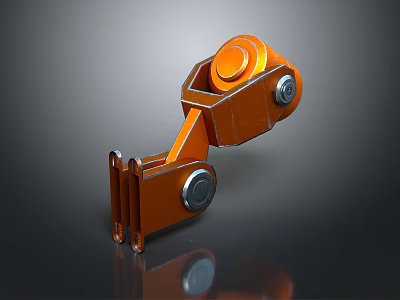 Orange Metal Furniture Bracket With Circular Components And Bolt Details 3d model