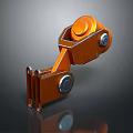 Orange Metal Furniture Bracket With Circular Components And Bolt Details