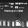 Assorted Home Decor Components With Various Shapes Sizes White Grey Black 3d model