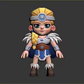 3D Cartoon Man With Blonde Braided Hair Blue Circular Headband And Feather Decorated Outfit