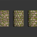 Three Cylindrical Decorative Pieces With Stone-like Patterns And Green Accents