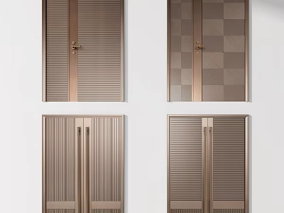 Modern Metal Double Doors With Various Textures For Interior Decor 3d model