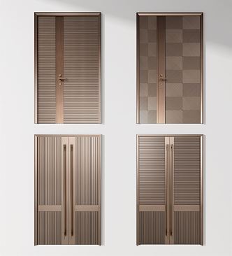 Modern Double Door Copper Door Double Door Combination 3d model