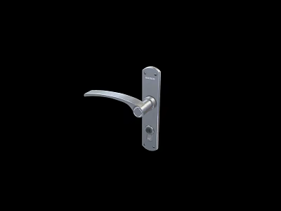 Sleek Silver Metal Door Handle With Modern Design And Lock For Home Doors 3d model