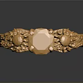 Elegant Golden Ring For Daily Wear With Carved Floral Design And Gemstone