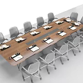 Modern Conference Table With Wooden Top And Gray Office Chairs In Meeting Room Setup