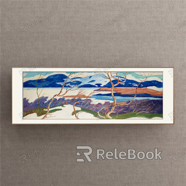 American Landscape Painting Blue Living Room Natural Light model