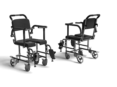 Ergonomic Black Wheelchair Design with Padded Armrests Removable Footrests and Smooth Rolling Wheels 3d model