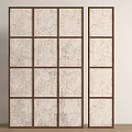 Modern Room Divider With Wooden Frame And Patterned Decorative Panels Design 3d model