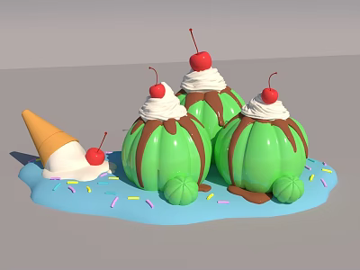 Cartoon Cake Ice Cream Cake 3d model