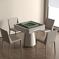 Modern Entertainment Table With Green Surface And Four Gray Chairs In Indoor Setting