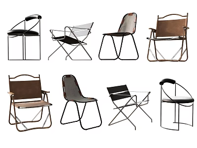 Modern Leisure Chairs With Metal Frames Multiple Styles And Comfortable Fabric Seats 3d model