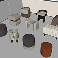 Sofa Stool Low Stool Combination Shoe Changing Stool Soft Stool Foot Makeup Stool Side Square Rectangular 3d model