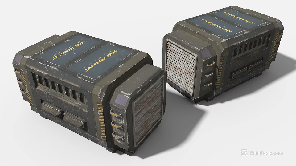 Heavy Duty Industrial Equipment Units with Ventilation Grilles and Control Panels 3d model 