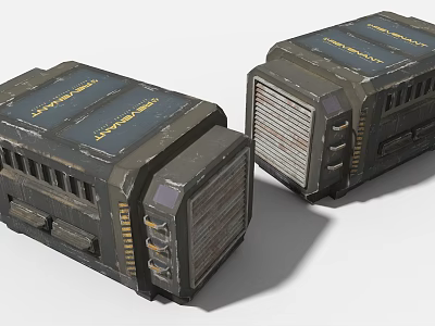 Heavy Duty Industrial Equipment Units with Ventilation Grilles and Control Panels 3d model