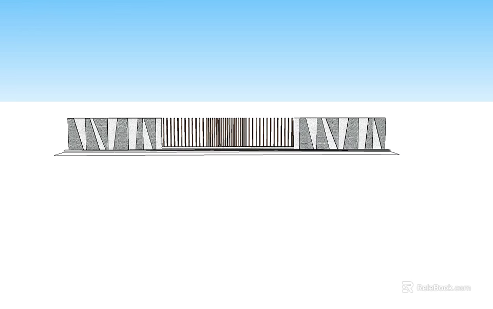 Modern Feature Wall With Vertical Stone Strips And Linear Design Elements 3d model 