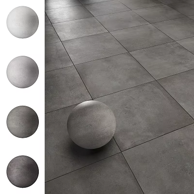 Concrete Spherical Components On Gray Tiled Floor With Various Gray Tones 3d model