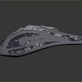 Metallic Sculptural Object With Streamlined Design Glossy Curved Surface And Hollow Sections