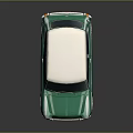 Classic Green Compact Car With White Roof And Retro Exterior Design