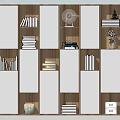Modern Bookcase Design With Brown White Black Color Combinations And Books Decorative Items