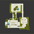 Mediterranean Style White Architecture Model With Blue Domes Tower Palm Trees And Balconies