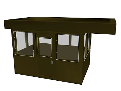 Green Car Parking Kiosk With Glass Windows And Secure Entry Design 3d model