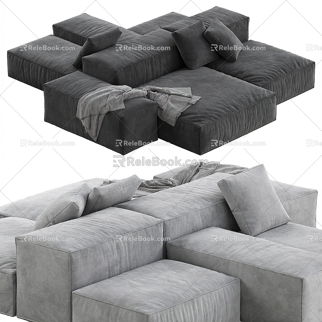 Public sofa lobby sofa module sofa stitching sofa 3d model