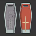 Two Gray And Red Coffins With Cross Design And Metal Structure 3d model