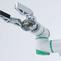 Industrial Robotic Arm Equipment with White and Green Design Mounted on Linear Track System 3d model