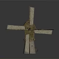 Traditional Vintage Windmill Architecture With Rustic Wooden Blades And Classic Design