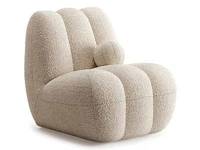 Plush Beige Single Sofa With Soft Textured Fabric And Modern Rounded Design 3d model
