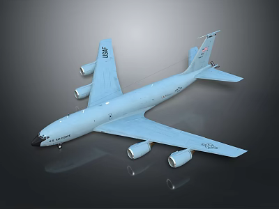 Military Transport Aircraft With Four Engines Tail Logo And Fuselage Numbers On Gray Background 3d model