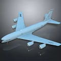 Military Transport Aircraft With Four Engines Tail Logo And Fuselage Numbers On Gray Background