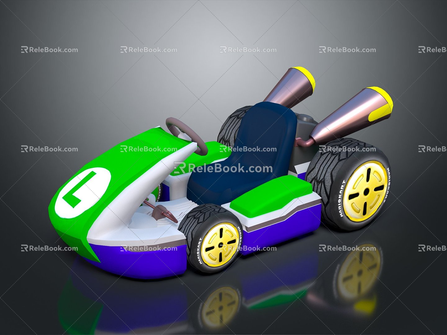 Modern Kart Cartoon Racing Car Racing Game Racing 3d model