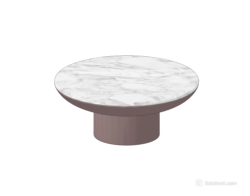 Modern Minimalist Round Coffee Table With Marble Top And Cylindrical Base 3d model