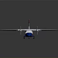 Red and Blue Twin Propeller Aircraft with Long Wings and Fuselage Design