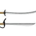 Antique Swords With Wooden Handles Metal Blades And Crossguards Displayed On White Background