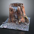 Wooden Stone Tree Stump Sculpture With Natural Texture And Square Base