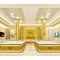 Elegant Luxury Jewelry Store Featuring Golden Exterior Ornate Signboard And Sparkling Display Windows