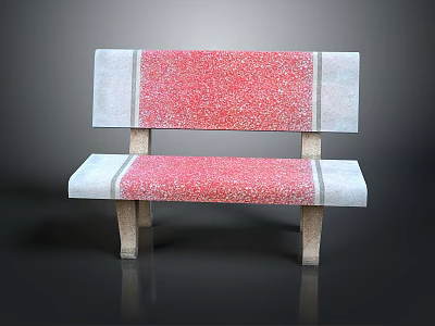Red And Gray Speckled Bench With Backrest Seat And Light Colored Legs 3d model