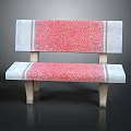 Red And Gray Speckled Bench With Backrest Seat And Light Colored Legs