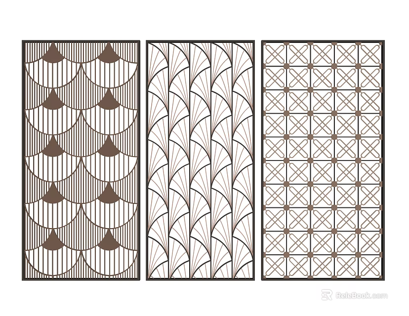 Decorative Room Dividers With Geometric Wave And Lattice Patterns For Interior 3d model