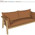 Casual Sofa Double Sofa Fabric Solid Wood 3d model