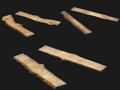 Stone Wood Planks With Natural Texture Raw Edges And Various Lengths For Decor Projects 3d model