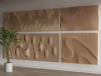 Modern Wall Panel Wood Grain Grid Shape Wall Panel Wave Board Background Wall Stereo Wall Ceiling 3d model