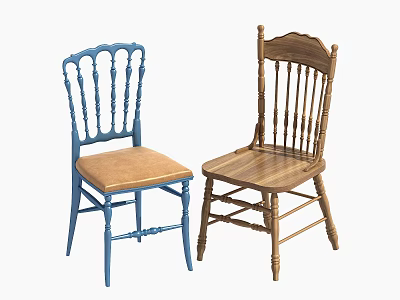 Stylish Dining Single Chair With Carved Backrest Brown Cushion And Solid Wood Frame 3d model