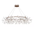 Contemporary Chandelier With Circular Frame Branch Like Structure And White Decorative Elements 3d model