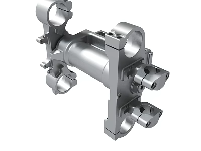Silver Metal Mechanical Component With Precision Engineered Holes And Connection Brackets 3d model