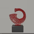 Red Spiral Wireframe Decorative Ornament Set With Black Base For Modern Home Decor