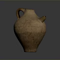 Hand Carved Traditional Clay Jug Sculpture With Handle Spout And Surface Texture